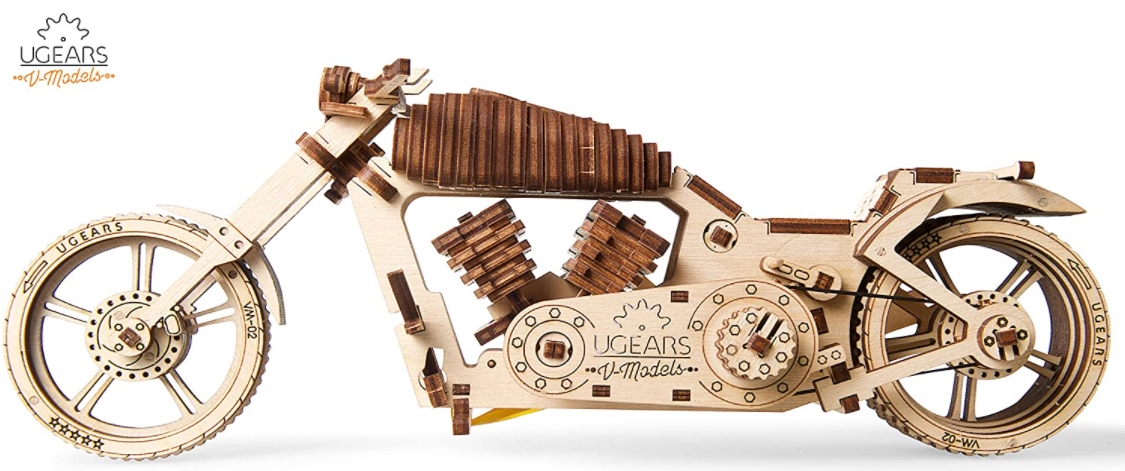 Puzzle z dreva motorka, Vintage 3D modely, puzzle skladačky, Stavebnica pozostáva z preglejkových dielov