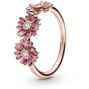 Pandora Ružový prsteň Ružové sedmokrásky 188792C01 50 mm