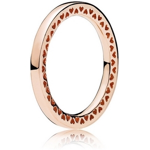 Pandora Ružový  srdiečkový prsteň 186237 54 mm