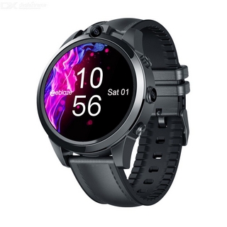 Zeblaze THOR 5 PRO 4G Smart Watch Ceramic Bezel 3GB 32GB Dual Camera 800mAh Battery GPS Face Unlock Leather Straps Black
